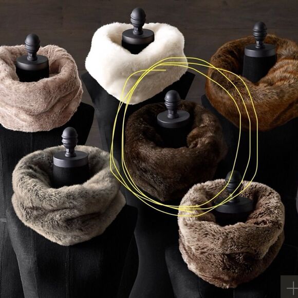 RH Luxe Faux Fur Infinity Scarf in Sable - Picture 2 of 5